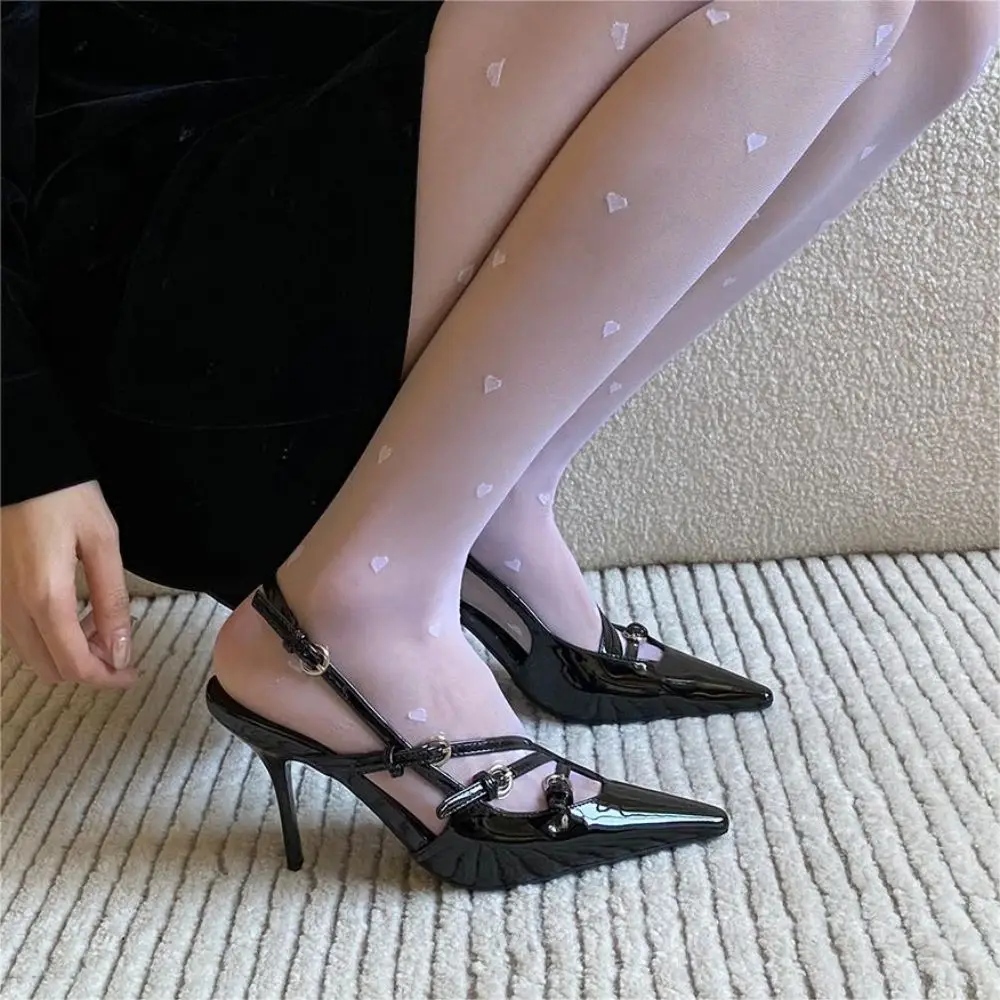 CHMURY Dark Cherry Heels Shoes For Women 2024 Evening Pointed Toe Wine Black Elegant Classy Slingback Pumps Peach Shoes Ladie