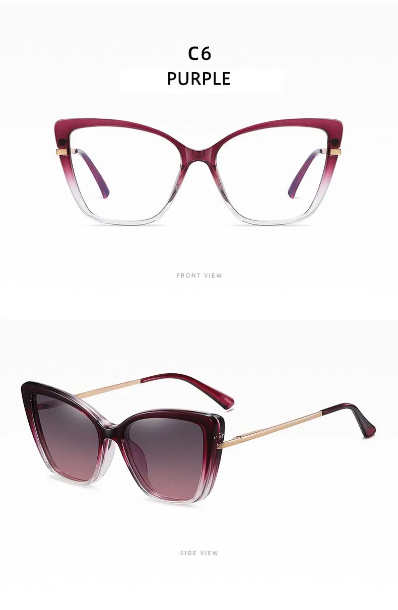 54556 TR90 Cat Eye Magnetische Polarisierte Anti-Blaulicht Brillengestell Männer Frauen Quadratische Große Rahmenbrille UV400 – Detail 15