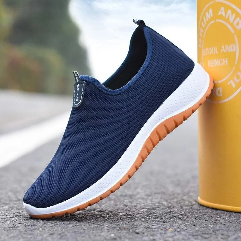 Mesh Breathable Shoes for Men Non-slip Wear-resistant Slip on Flat Casual Shoes Fashion Light Sport Walking Shoes 3