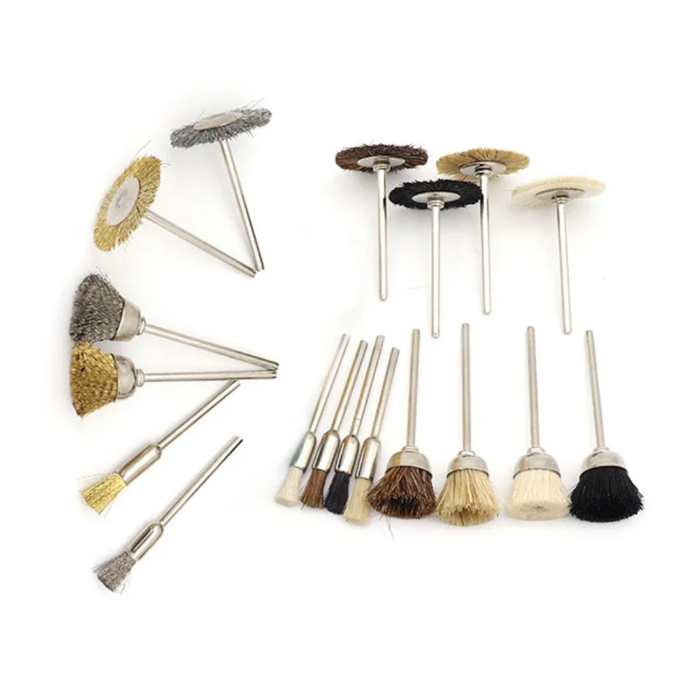 18pc Brass Brush Steel Wire Wheel For Metal Cleaning Polishing Rust Removal Tool 2.35 Handle Electric Grinding Wire Brush Polish