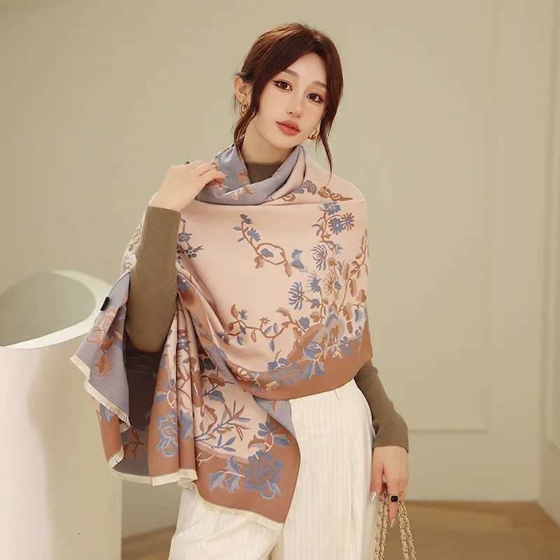 

Winter Cashmere Scarf Women 2023 Design Warm Fashion Pashmina Wrap Shawl Head Scarves Femal Poncho Neckerchief Echarpe Bandana