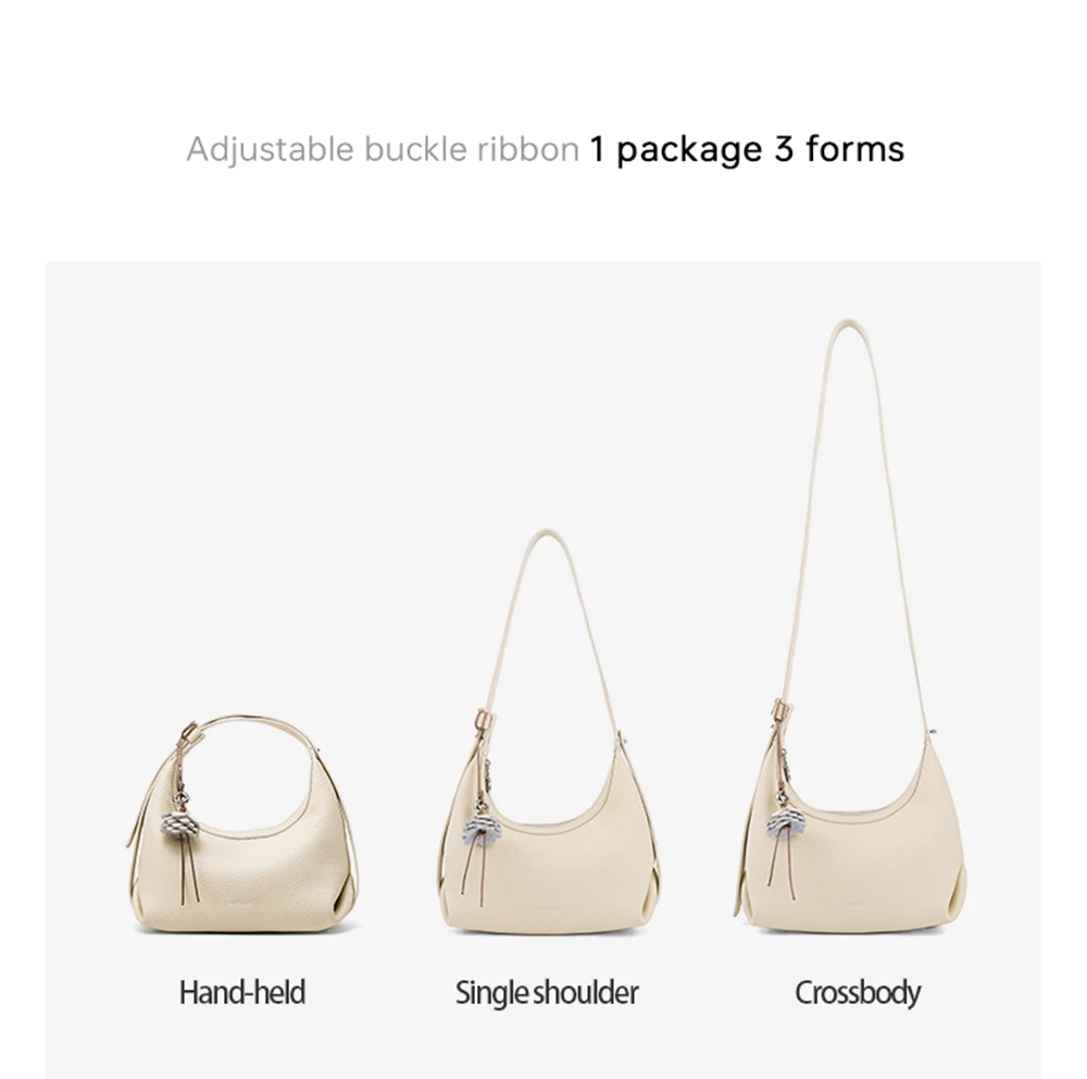 Half moon leather tote, interior pocket view