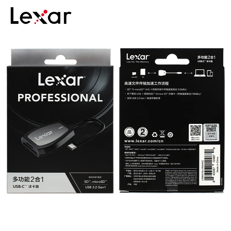 Lexar Lecteur cartes SD et MicroSD USB 3.1 Multicartes 2-en-1