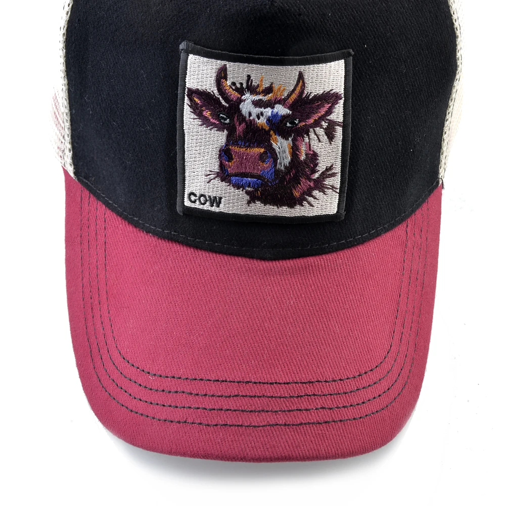 Breathable Mesh Baseball Cap Men Women Trucker Caps Snapback Hip Hop Bone Casquette Cow Patch Four Season Hats