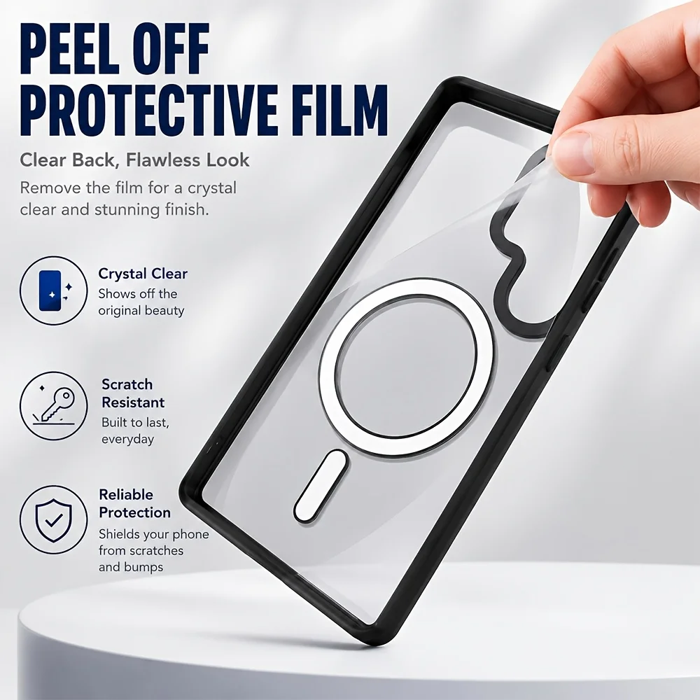 Sleek Transparent Acrylic Magnetic Phone Case with Hand Rope Cover