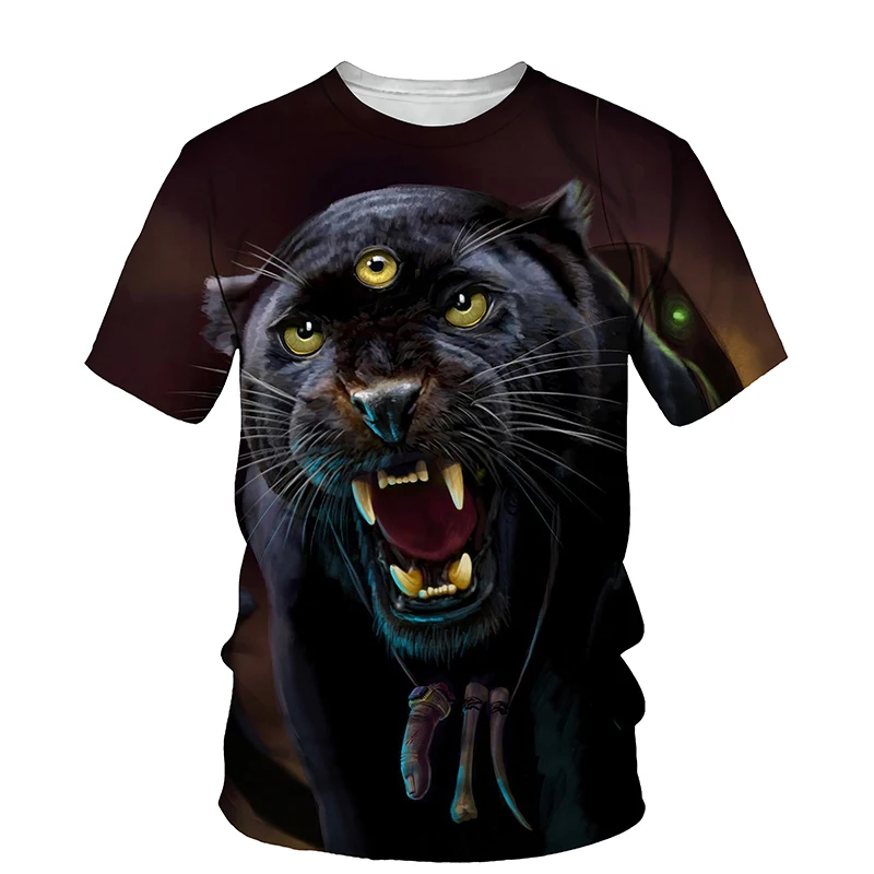 

Summer New Fashion Cool Black Animal graphic t shirts Trend Men Personality Casual Interest 3D Printed O-neck Short Sleeve Tees