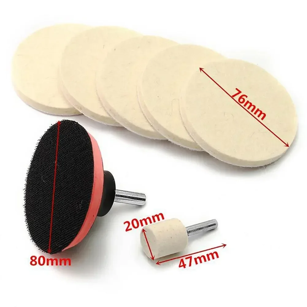 8PC/SET Auto Car Cratch Remover Glass Polishing Kit Wool Felt Polishing Wheel Backing Pad With Drill Adapter Scratch Repair Tool