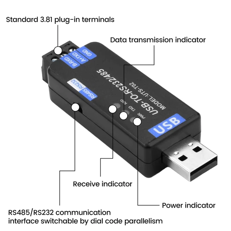USB-RS485/RS232 통신 모듈 양방향 반이중 직렬 라인 변환기 통신 모듈-A86Z