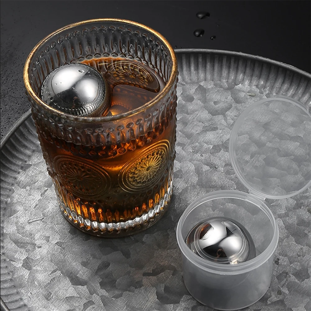1pc 38MM Stainless Steel Ice Cubes Ice Balls Reusable Chilling Stones Whiskey Wine Kitchen Barware Stainless Steel Cubes ice cubes whiskey stones