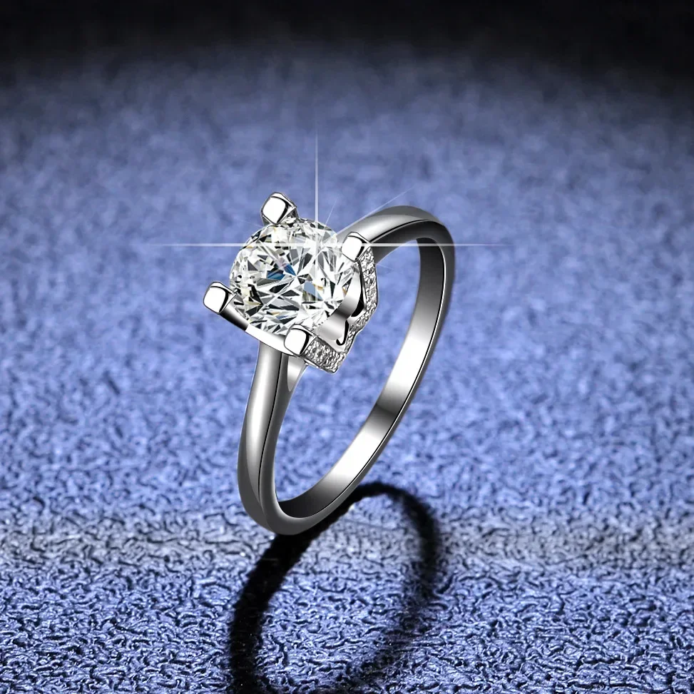 

Luxury PT950 Platinum Rings Women Wedding Jewelry Genuine with Credentials VVS D Color 1CT Moissanite Diamond HW Rings