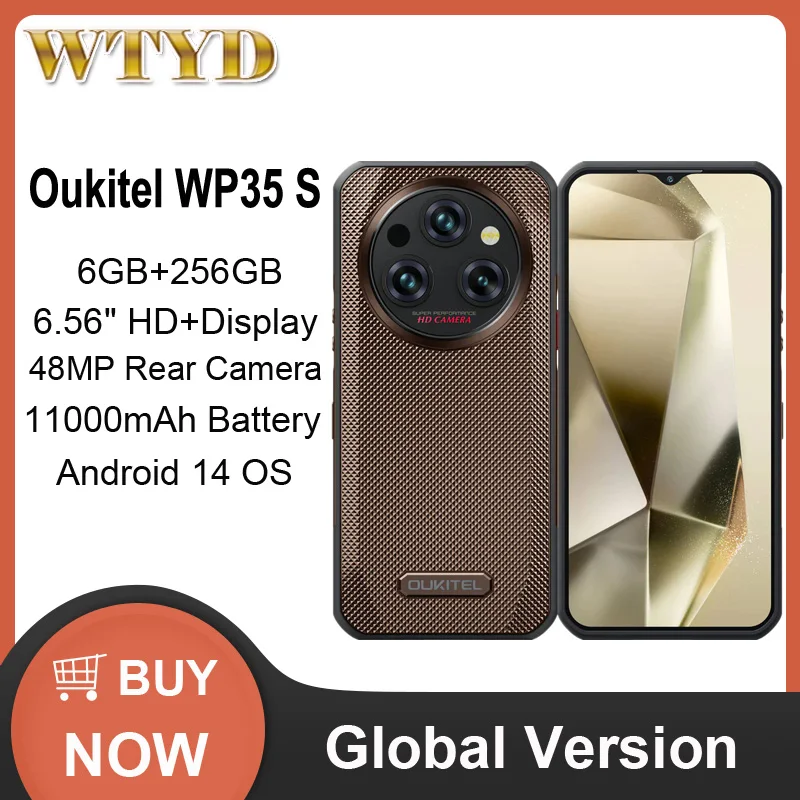 Oukitel WP35 S هاتف متين 6GB + 256GB 11000mAh الهاتف المحمول أندرويد 14 44MP كاميرا NFC 4G الهاتف الذكي 1