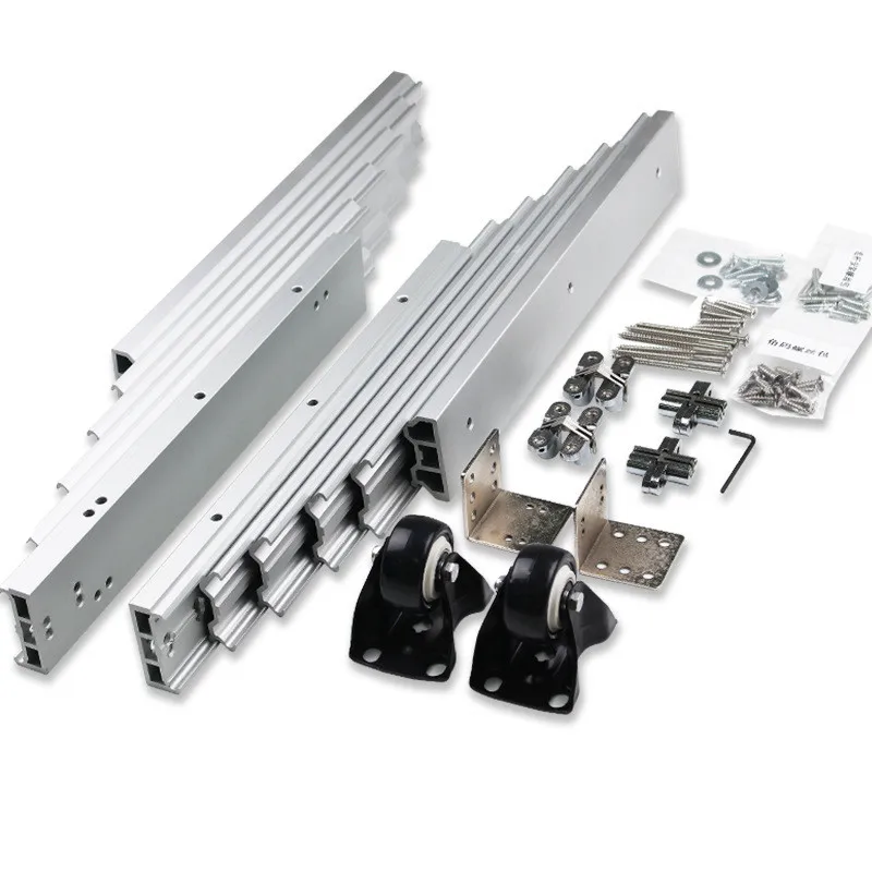 

Cabinet dining table slide rail folding rail multi-section flat push telescopic hidden desk furniture hardware accessories