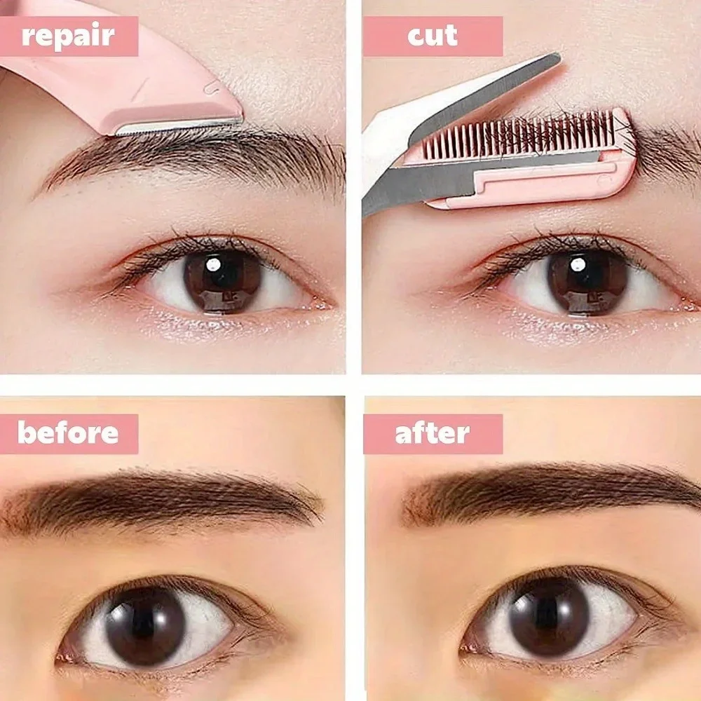 Professional Eyebrow Scissors Eyebrow Trimmer Eyebrow Face Shaver, Women with Comb Eyebrow Trimmer Scraper Accessories 3