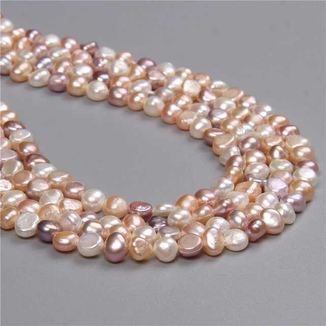 6-8mm Natural White Baroque Loose Wholesale Freshwater Pearl Strands Side  Hole Strap Chain - AliExpress