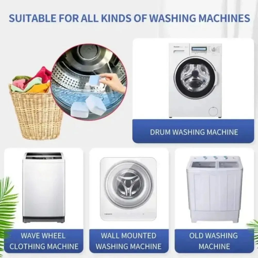 Washing Machine Effervescent Tablets Detergent Laundry Deep Cleaning Deodorizing Tablets Washer Fluid Cleaner 4/12PCS for Home for washing machine tablets washing machine cleaner tablets detergent tablets