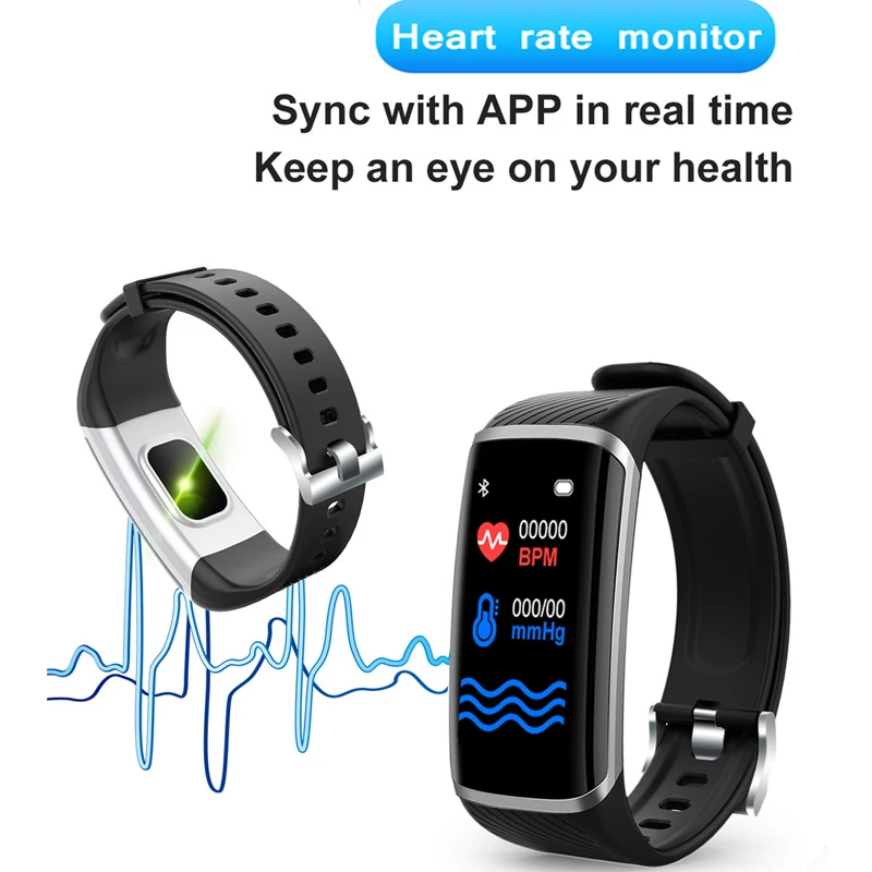 Smart Fitness Bracelet Heart Rate Blood Pressure Fitness Tracker  ForAndroid IOS Customize Wallpaper Smart Band Watch Men Women