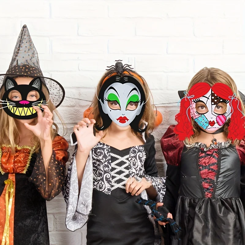 8Pcs Halloween Paper Masks Must-Have for Horror Theme Parties Masquerade Cosplay Eye Masks,party,cosplay