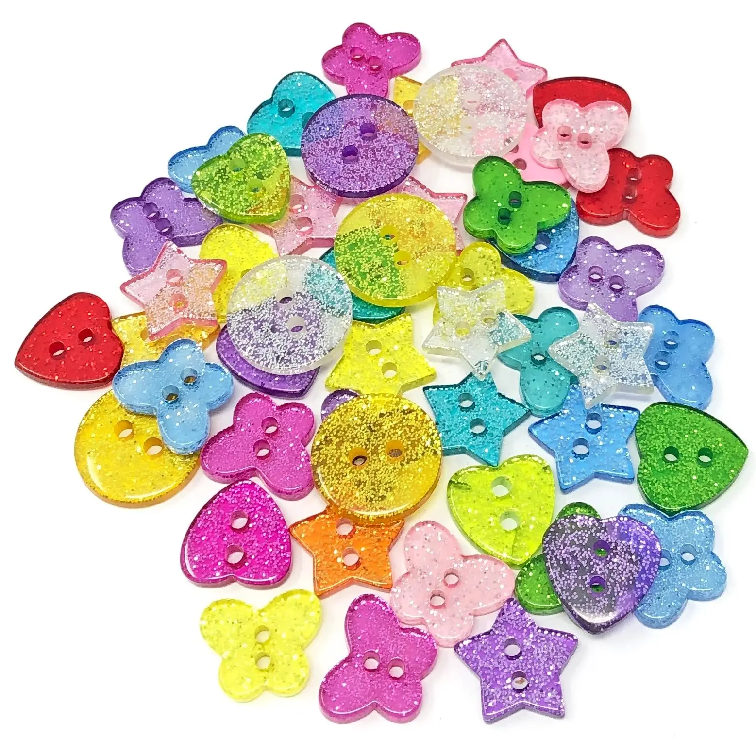 50pcs DIY 수 지 하트 스타 스파클링 반짝이 단추 의류 바느질 스크랩북 Cardmaking 2 구멍 DIY 공예 Embellishments