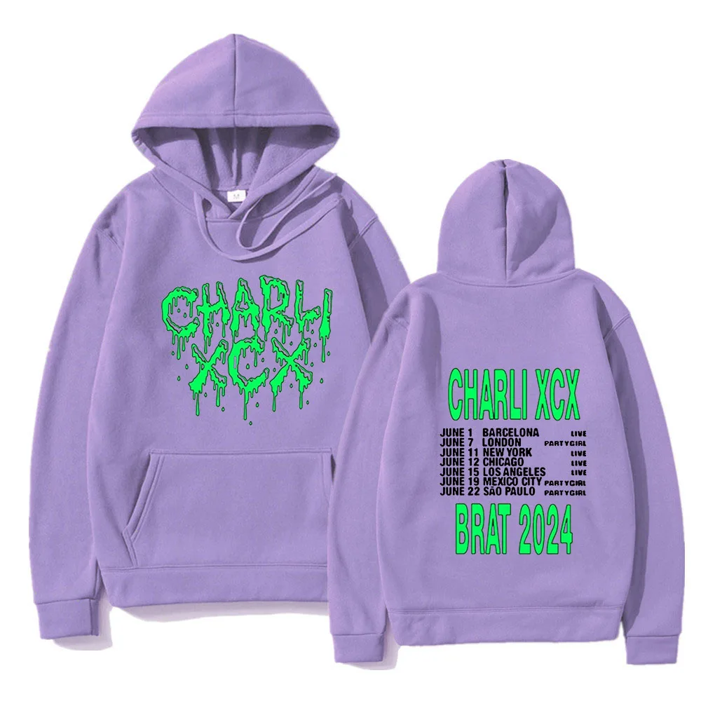 Charli Xcx Brat 2024 후드티 남녀공용, 후드 스웻셔츠, 캐주얼 긴팔, 하라주쿠 그래픽 풀오버, 후드 남성 상의
