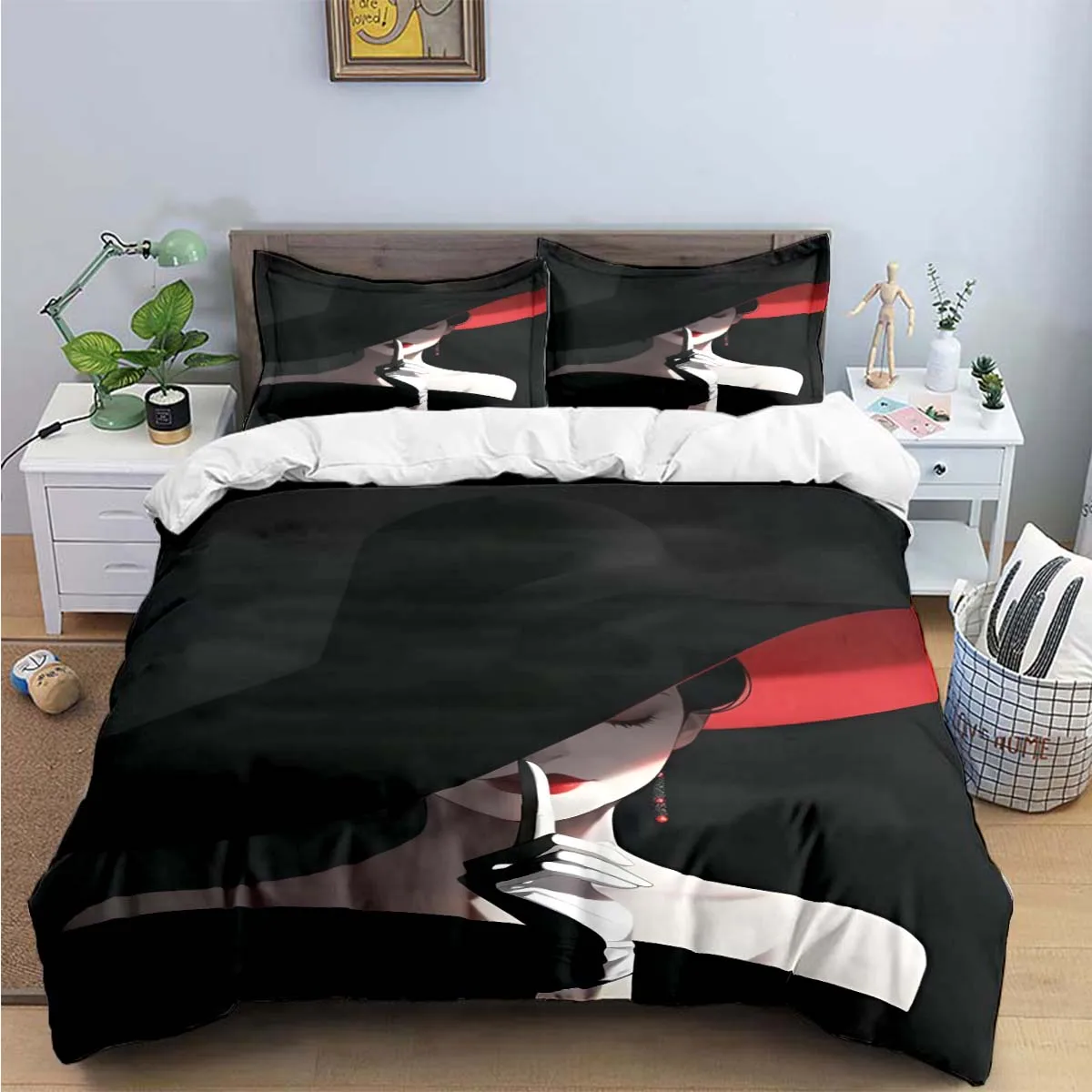 Fashion New Woman-Sexy Black and White Print Bedding Sets Bed Supplies Set Duvet Cover Bed Comforter Set Bedding Set Luxury Gift 2