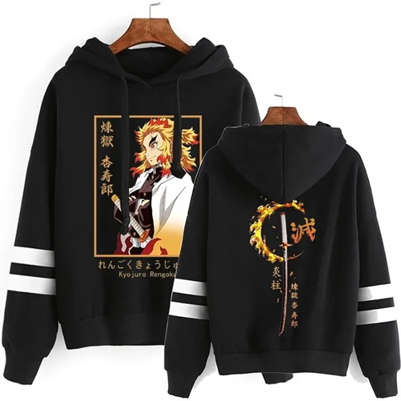 

New Anime Demon Slayer Rengoku Kyoujurou Hoodie Men's Fashion Personality Long Sleeve Hooded Sweatshirt Pullover