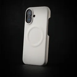 Luxury Sheepskin Leather Magnetic Phone Case - Shockproof Solid Color Hard Cover - iPhone 18 Pro Max (White)