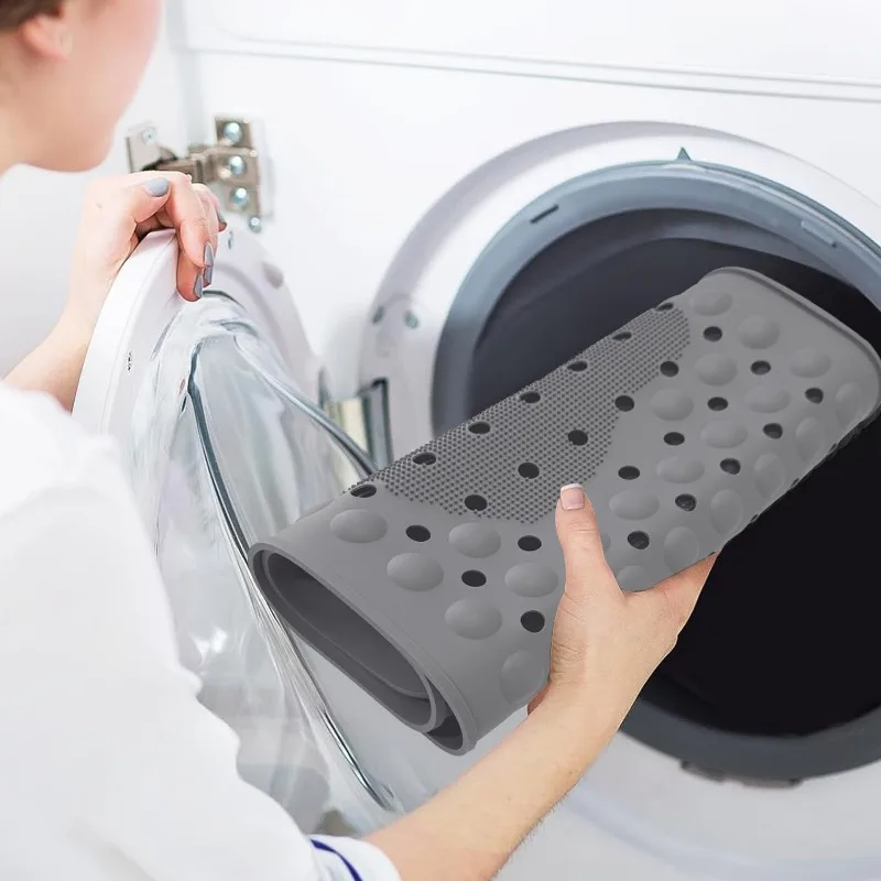 Silicone Non-slip Bathroom Floor Mat with Suction Cups and Massage Feature