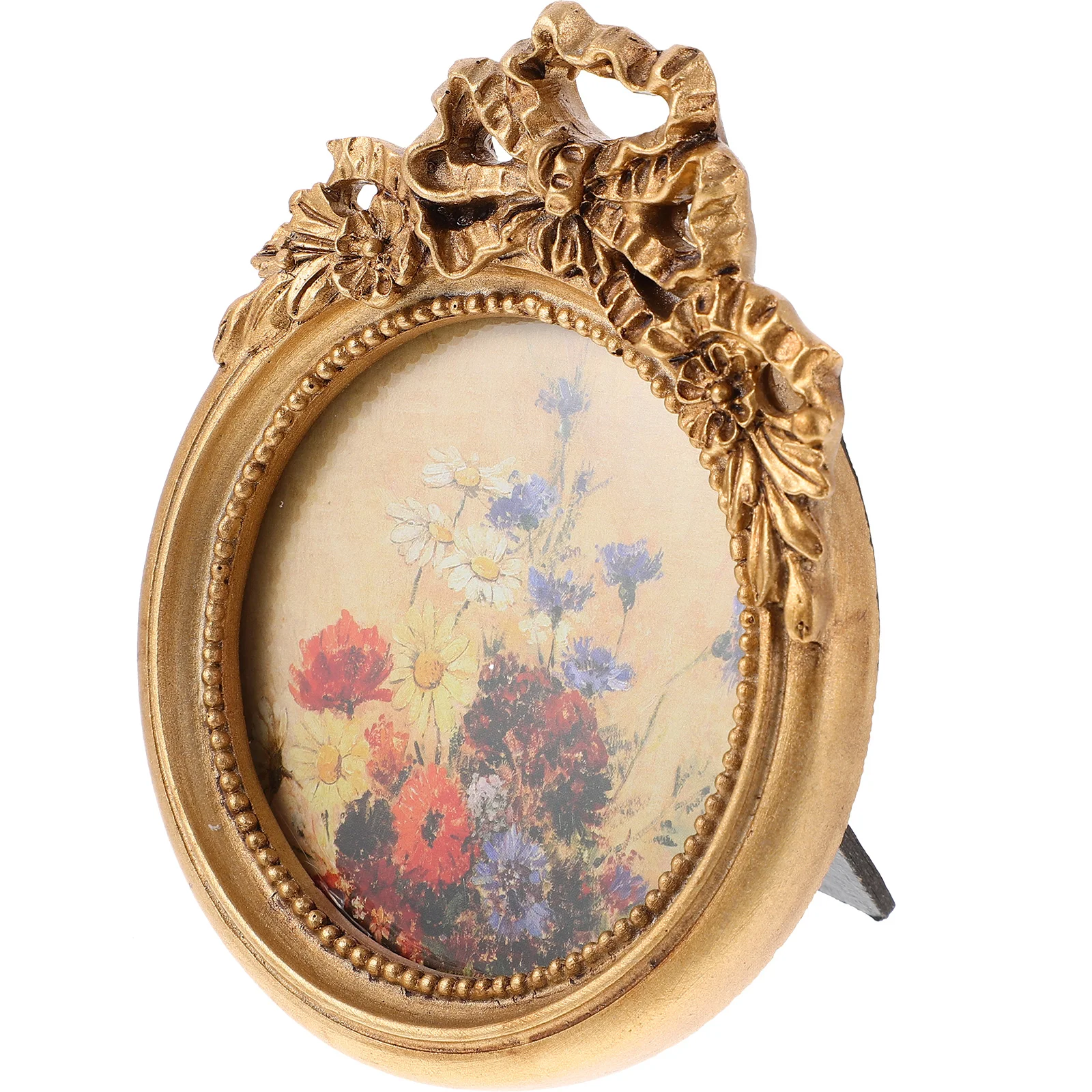 

European Retro Bow Photo Frame Picture Frames Gold Small Display Art Vintage Golden Decorative