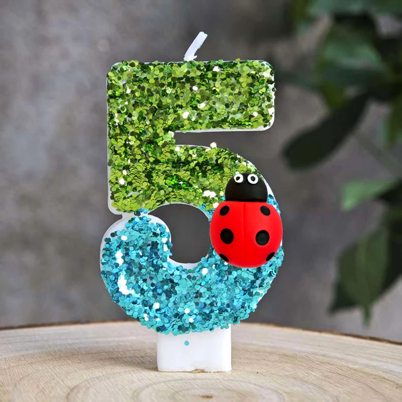 Niedliche Marienkäfer-Kuchen-Zahlenkerze, Geburtstagskerze, kreative Insektenkerze, Geburtstagsparty-Dekoration – Detail 16