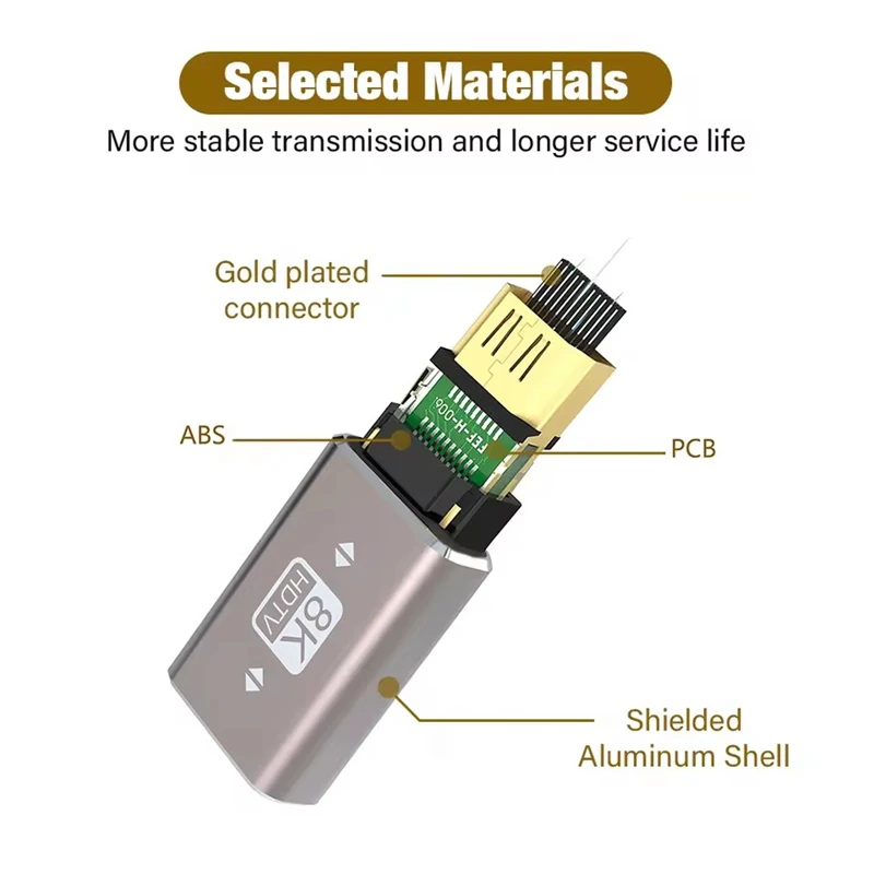 8K HDMI-Compatible 2.1 Cable Adapter 90 Degree Right Angle Elbow Connector Male to Female HDTV Extender For TV PS5 Xbox PC Laptop