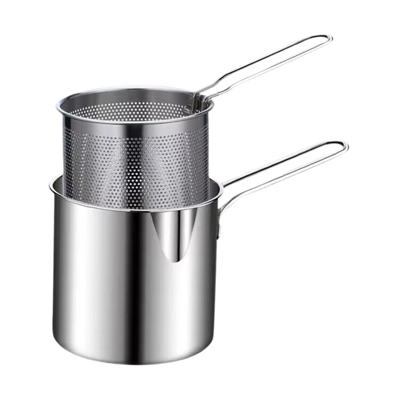 Stainless Steel Deep Fryer Pot with Strainer Detachable for Party