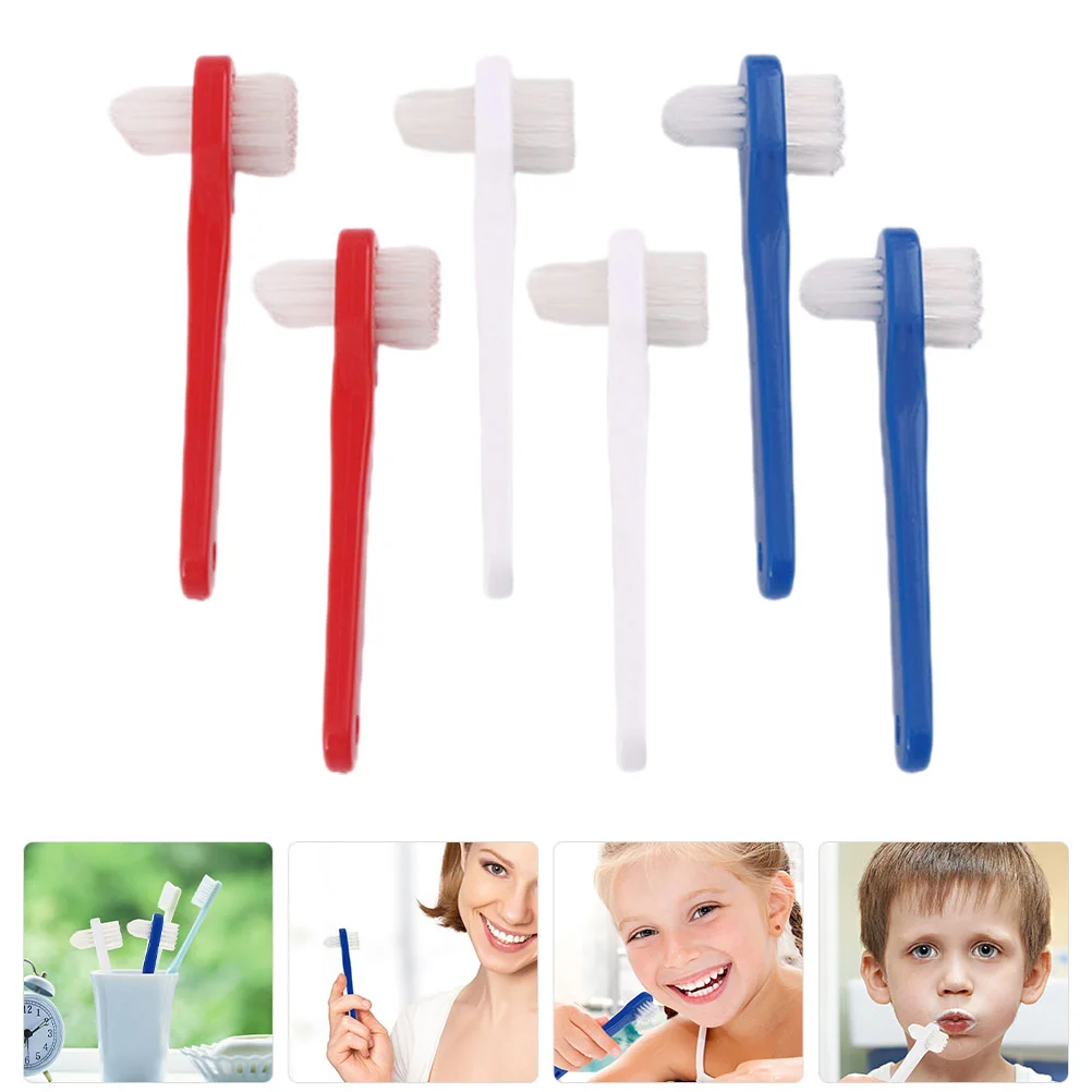 

6 Pcs Denture Brush Double Headed False Toothbrush Creative Cleaner Simple Denture Sided Cleaning Travel