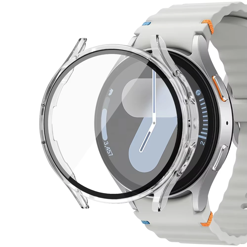 Temperli cam + kılıf Samsung Galaxy için izle 7/6/5/4 kapak 40mm 44mm tam PC tampon ekran koruyucu Galaxy izle FE aksesuarları