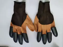 Durable Waterproof Gardening and Work Gloves - Claw Design for Digging and Weeding Protection (Brown A pair)