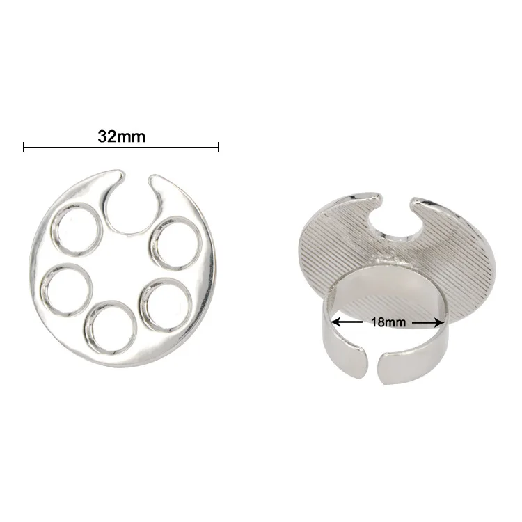 Monja Nail Art Mini Metal Finger Ring Palette Mixing Acrylic Gel Polish Painting Color Painting Dish Glue Palettes Tools