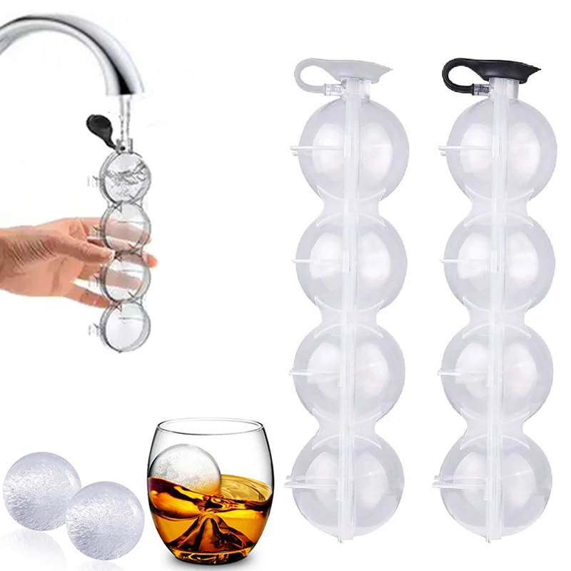 4 Hole Ice Cube Makers Round Ice Hockey Mold Whisky Cocktail Vodka Ball Ice  Mould Bar Party Kitchen Ice Box Ice Cream Maker Tool