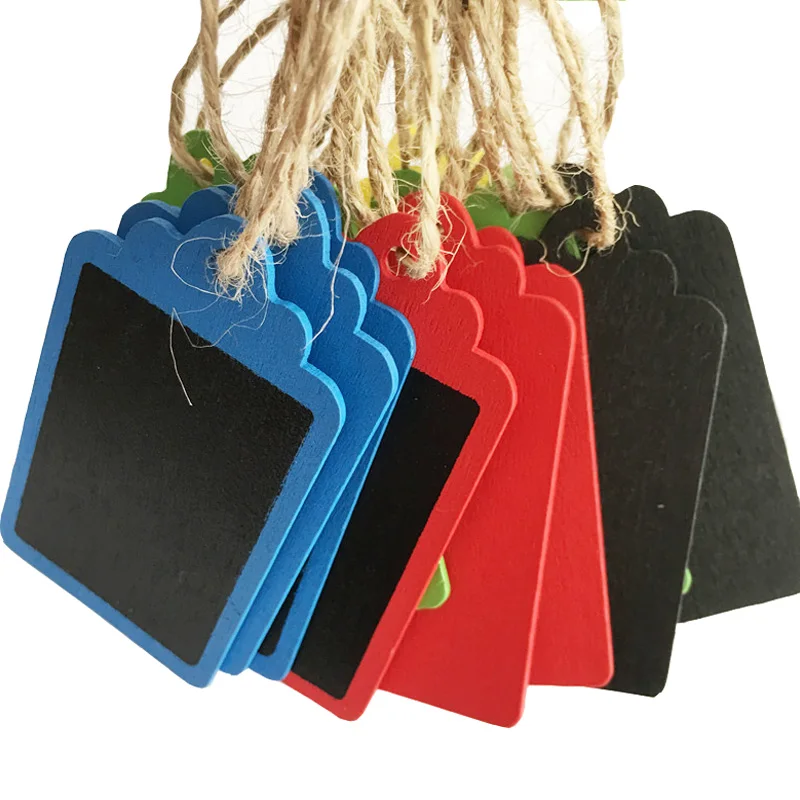 

10Pcs Mini Chalkboard Tags Wooden Price Jar Bottle Gift Hanging Tags Black Board Labels Sign Wedding Birthday Party Xmas Decor