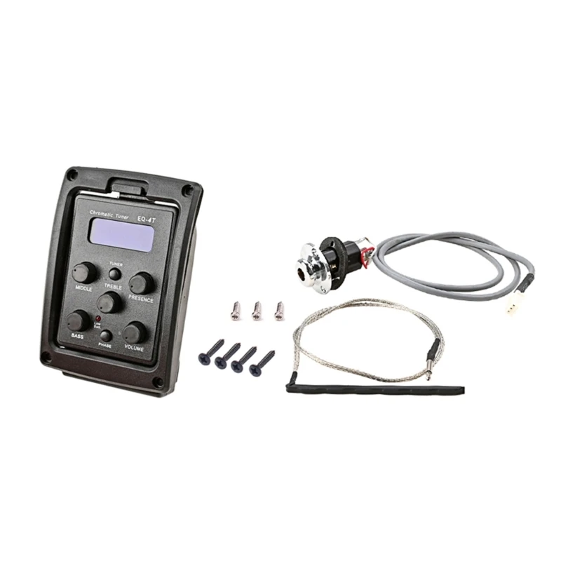 

Звукосниматель для акустической гитары, электрическая коробка, эквалайзер, 4-полосный эквалайзер с тюнером, подсветка, замена