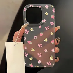 Pink Bow Shockproof Silicone Phone Case - Soft Matte Cover - iPhone 12 Mini (Black AQ62)