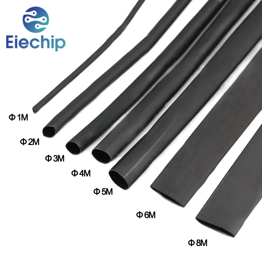Heat-shrink Tubing 8 Meter/set 1/2/3/4/5/6/8/10mm 2:1 Black Shrink wrapping Heat Shrink for Cables DIY Connector Wire Kit heat shrink tubing,wiring connector,wire connectors