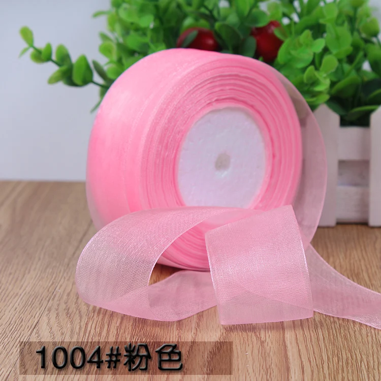 Navy Blue Transparent Organza Ribbons for DIY Crafts and Decorations