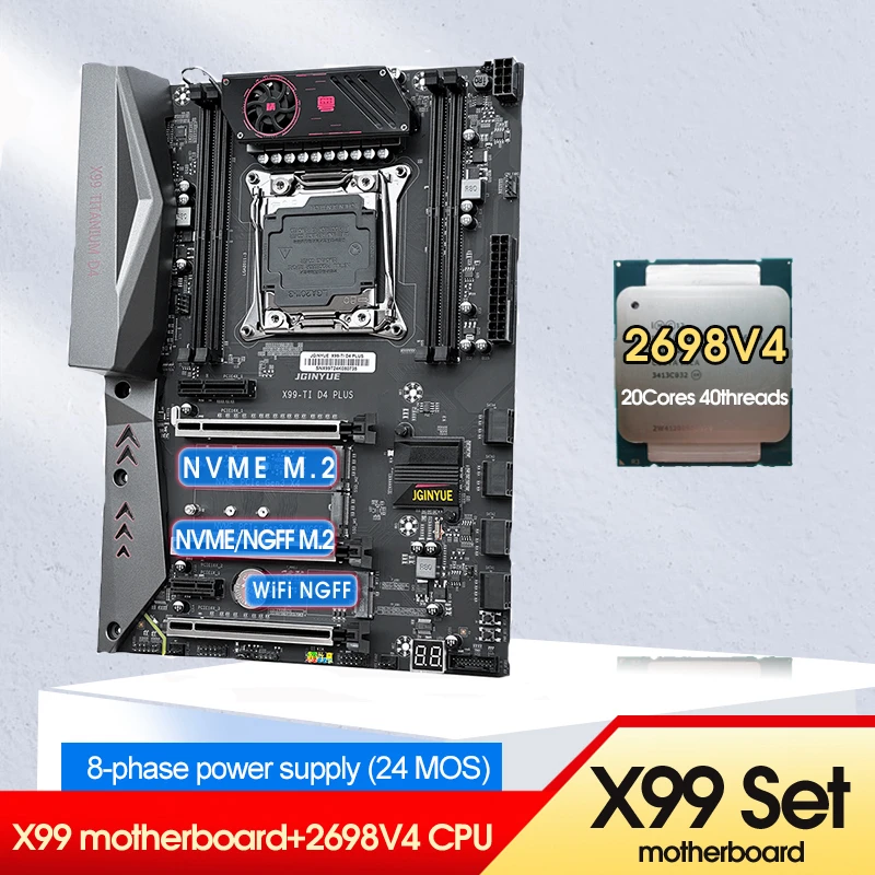 X99 D4 Motherboard LGA 2011-3 Combo KIT with Xeon E5 2698 V4