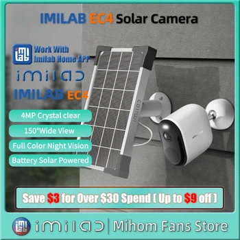 IMILAB EC4 태양광 카메라 야외 스포트라이트 비디오 감시 시스템 키트, 4MP HD IP 무선 와이파이 스마트 홈 보안 CCTV 웹캠