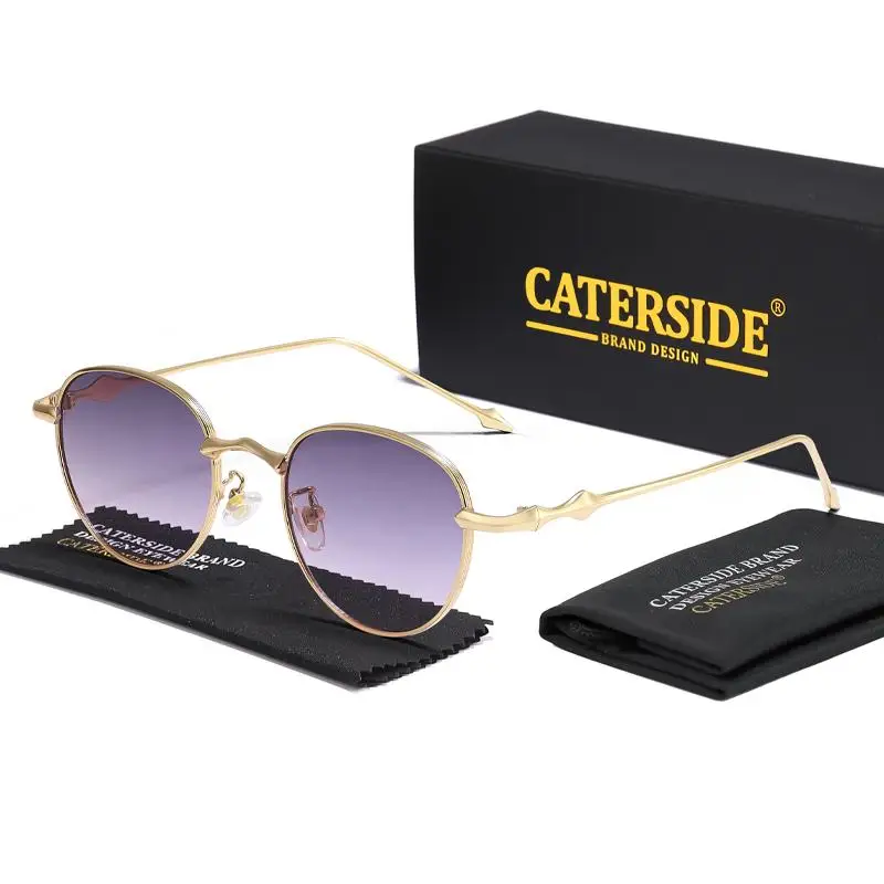 CATERSIDE Neue Mode Damen Runde Sonnenbrille Retro Metall Material Sonnenbrillen Herren Party Outdoor Reisebrille UV400 – Detail 8