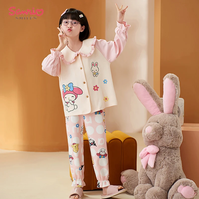 

Sanrio Kuromi My Melody Children Fall Pajamas Cartoon Anime Girl Long-sleeved Casual Pajamas Home Clothing Parent-child Suit