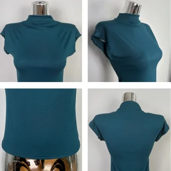 أنثى الشارع الشهير أساسيات تنوعا بلايز المرأة مثير الياقة المدورة قصيرة الأكمام تي شيرت الصلبة سليم صالح الصيف السببية تيز القمصان 6