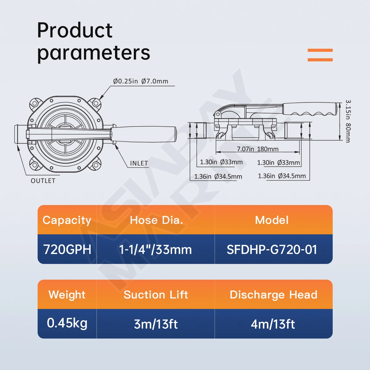 SEAFLO Marine Boat Manual diaphragm hand Bilge Pump with Water Transfer and Self-Priming High-Flow Suitable for Wine and Juice bilge pump marine water pump