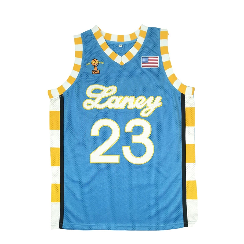 Basketball jerseys high school LANEY 23 SPACE JAM jersey Sewing embroidery Outdoor sportswear Blue White yellow basketball jerseys