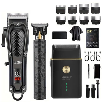 hiena 212 Professional Hair Cutter Mans Hair Clipper Set Metal Electric Cordless Hair Trimmer for Barber LCD Display Hair cutt 1