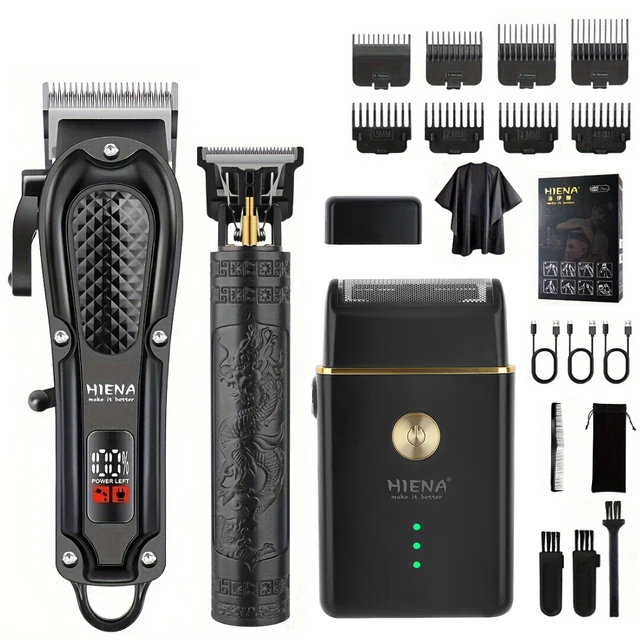 hiena 212 Professional Hair Cutter Mans Hair Clipper Set Metal Electric Cordless Hair Trimmer for Barber LCD Display Hair cutt 1